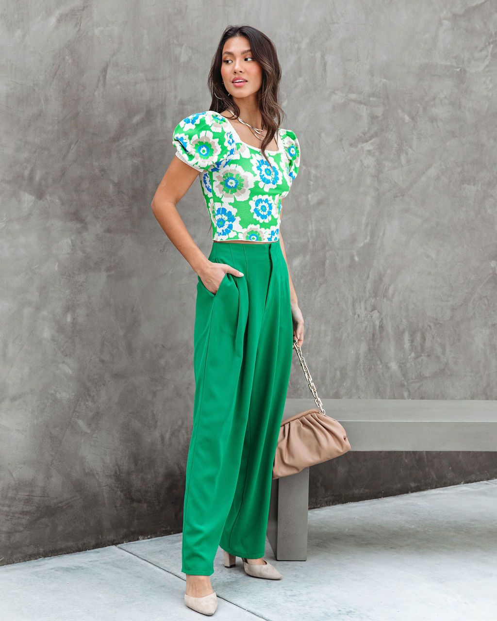 Brigette Knit Floral Puff Sleeve Top sold by Vici product image thumbnail 5