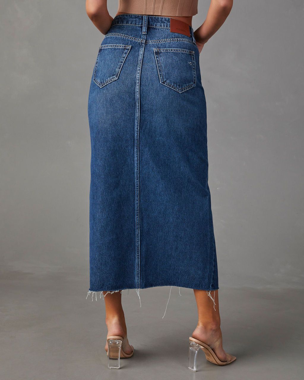 Lavigne Denim Midi Skirt - Dark Denim sold by Vici product image thumbnail 4