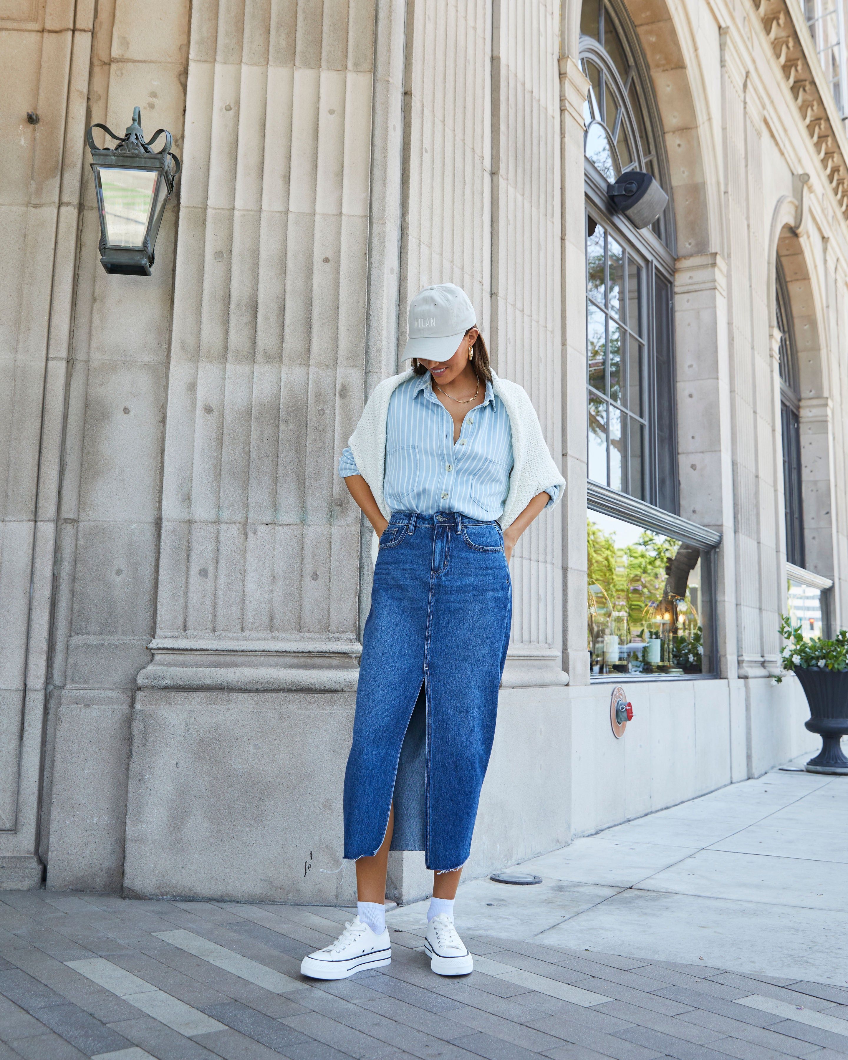 Lavigne Denim Midi Skirt - Dark Denim sold by Vici product image thumbnail 6