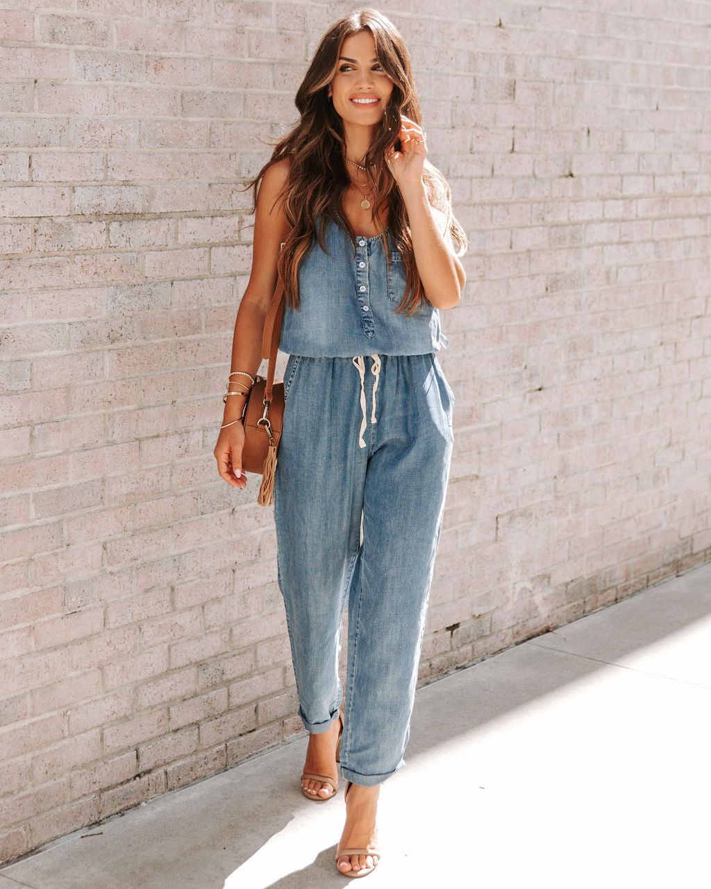 Cuverton Pocketed Chambray Jumpsuit sold by Vici product image thumbnail 3