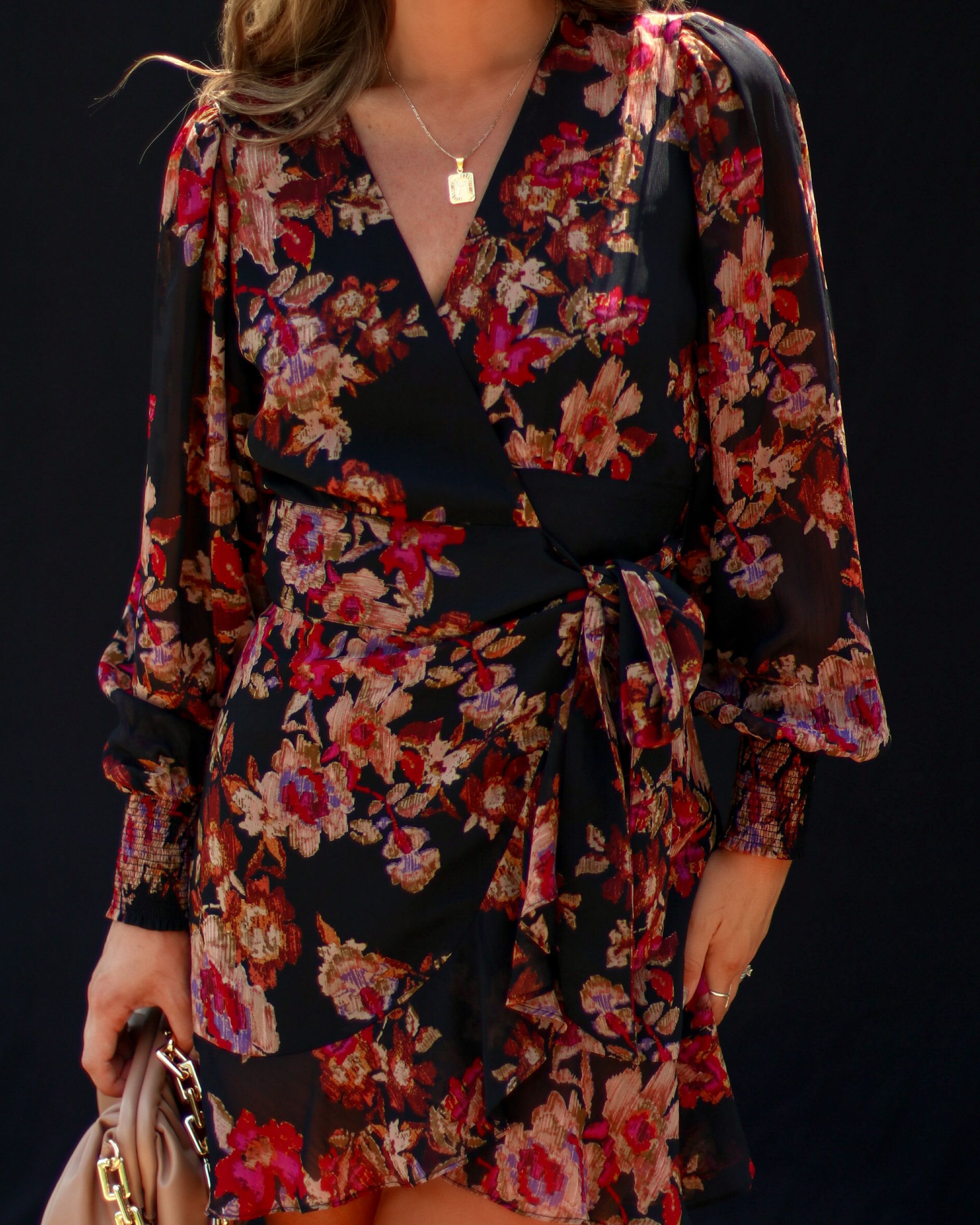 Nightfall Garden Floral Wrap Mini Dress - Black - SALE sold by Vici product image thumbnail 5