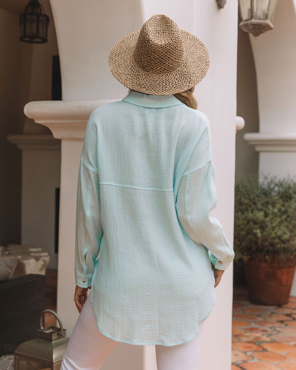 Sherlyn Cotton Button Down Top - Turquoise - FINAL SALE sold by Vici product image thumbnail 4