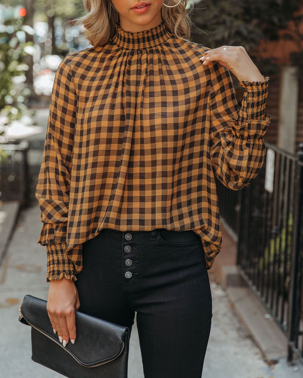 Park West Smocked Gingham Blouse - FINAL SALE sold by Vici product image thumbnail 5