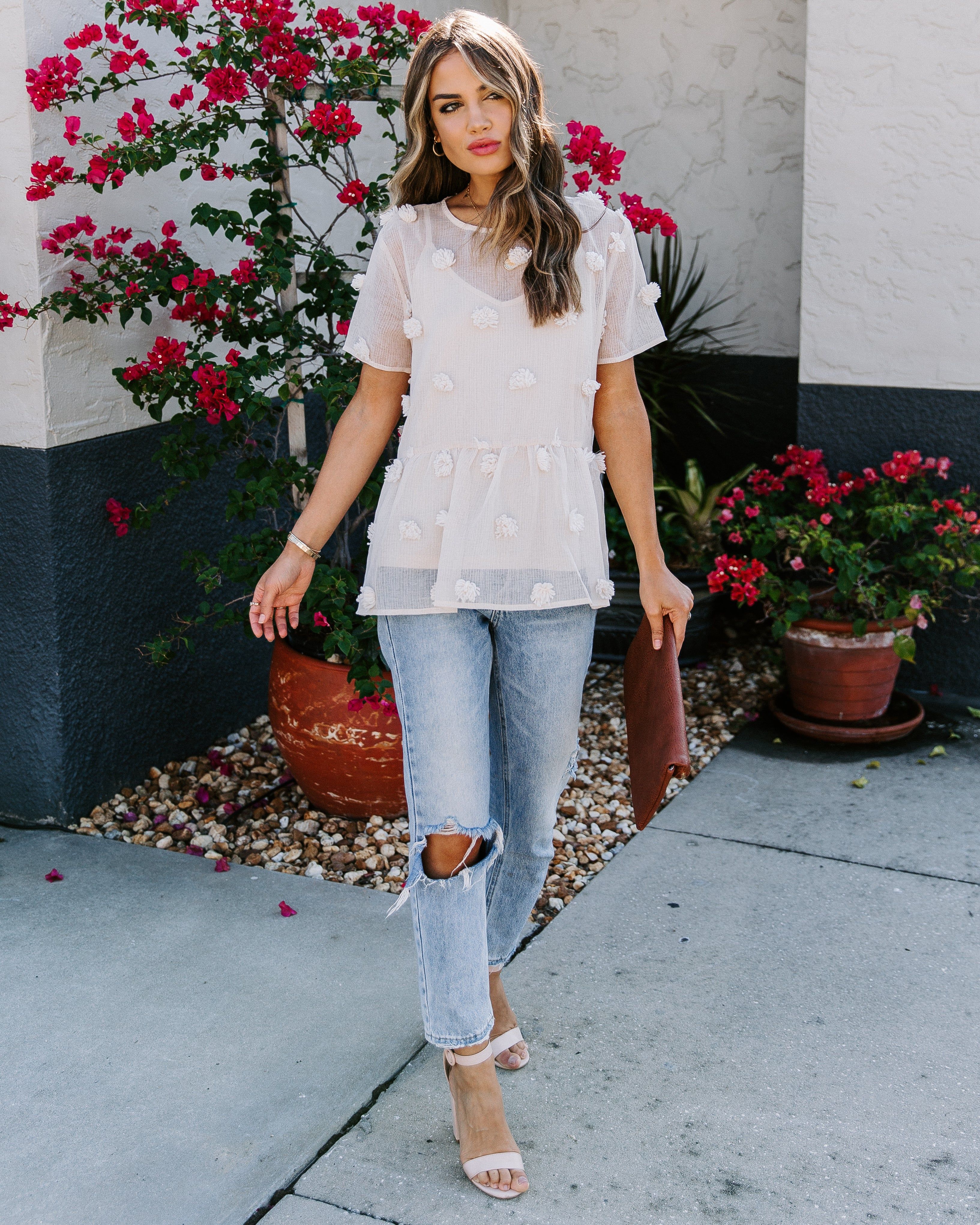 Pom Pom Short Sleeve Peplum Top - LAST CHANCE sold by Vici product image thumbnail 9