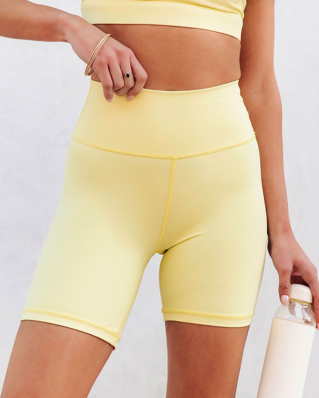 Rain Or Shine Biker Shorts - Lemon - FINAL SALE sold by Vici product image thumbnail 4
