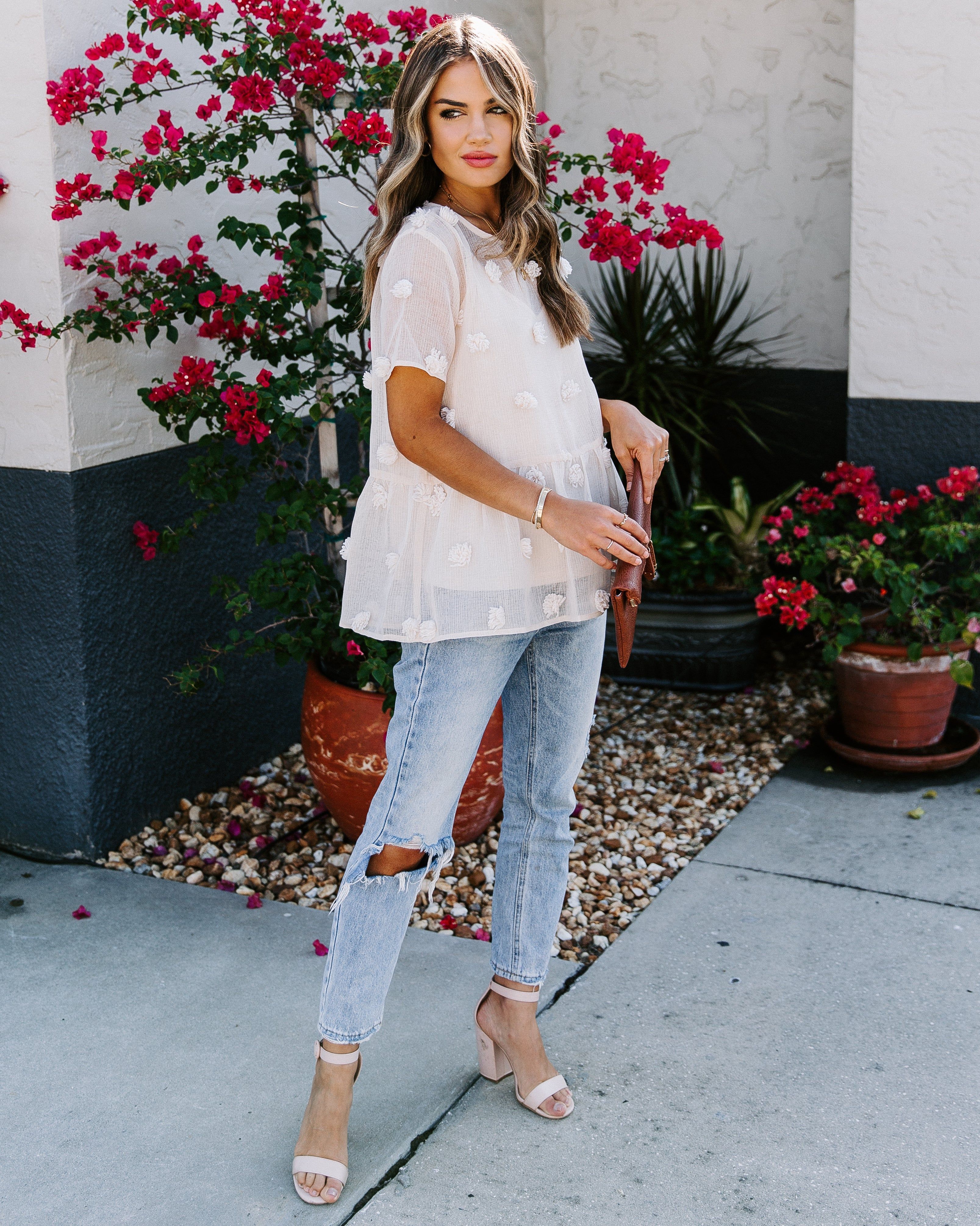 Pom Pom Short Sleeve Peplum Top - LAST CHANCE sold by Vici product image thumbnail 8