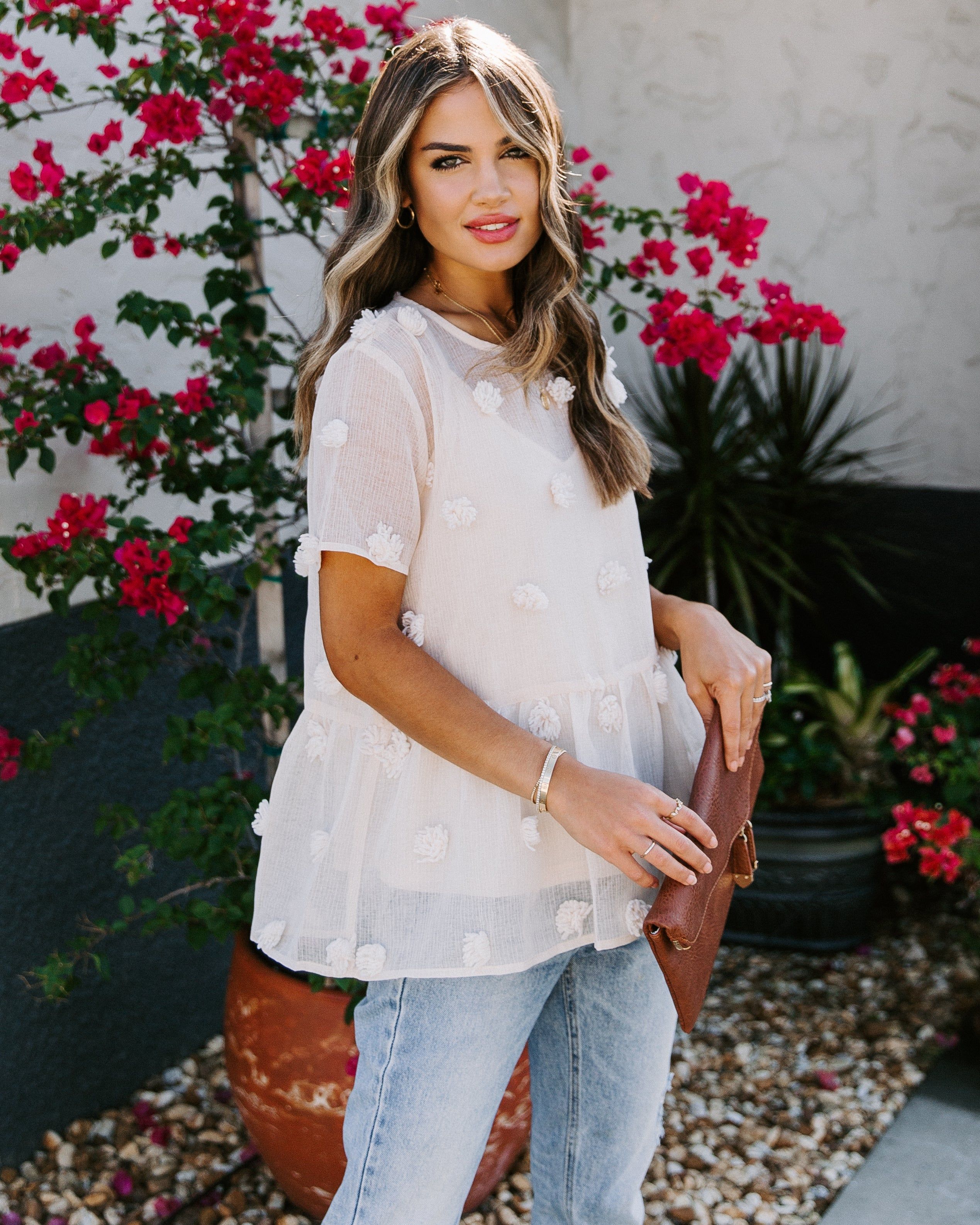 Pom Pom Short Sleeve Peplum Top - LAST CHANCE sold by Vici product image thumbnail 7