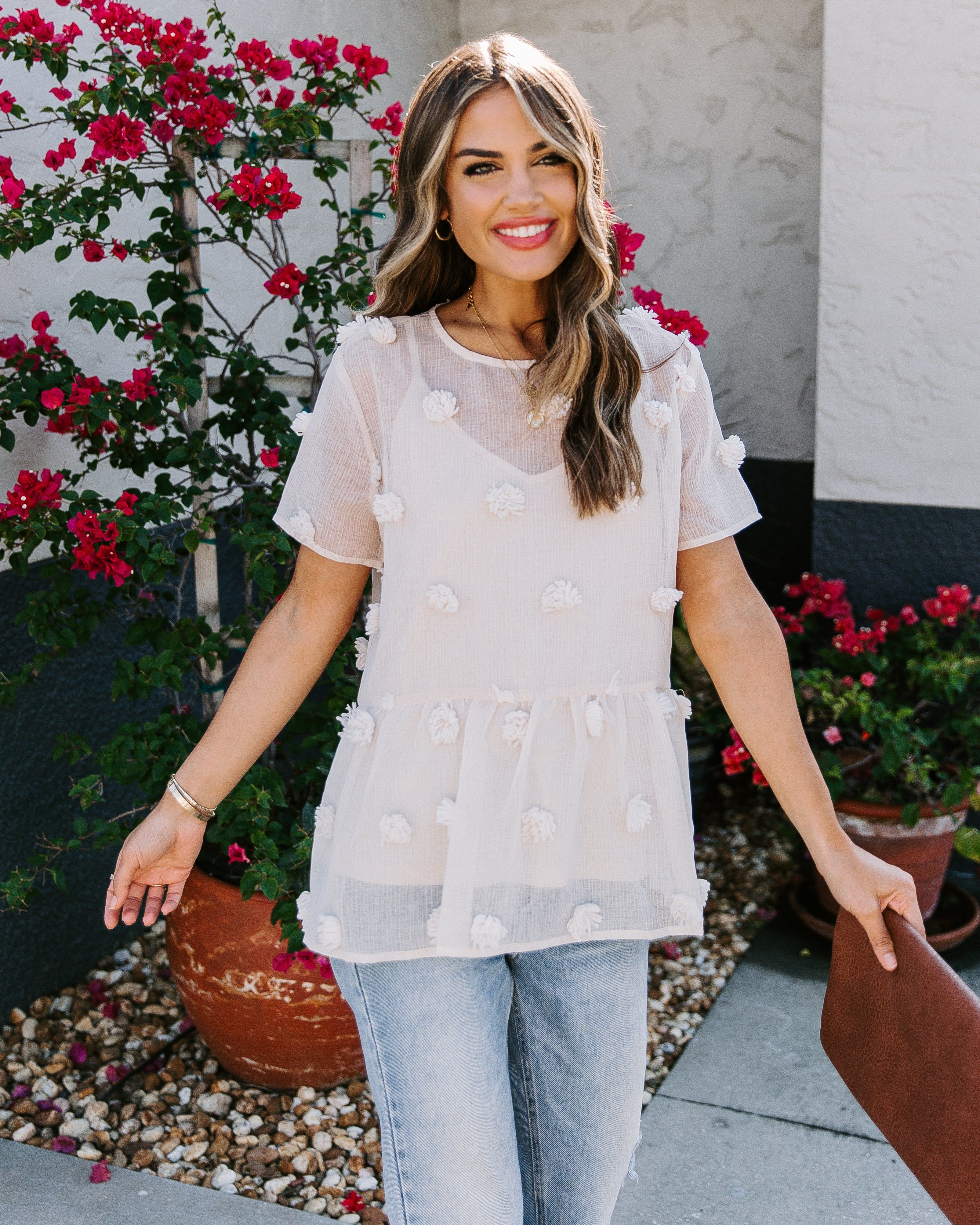 Pom Pom Short Sleeve Peplum Top - LAST CHANCE sold by Vici product image thumbnail 6