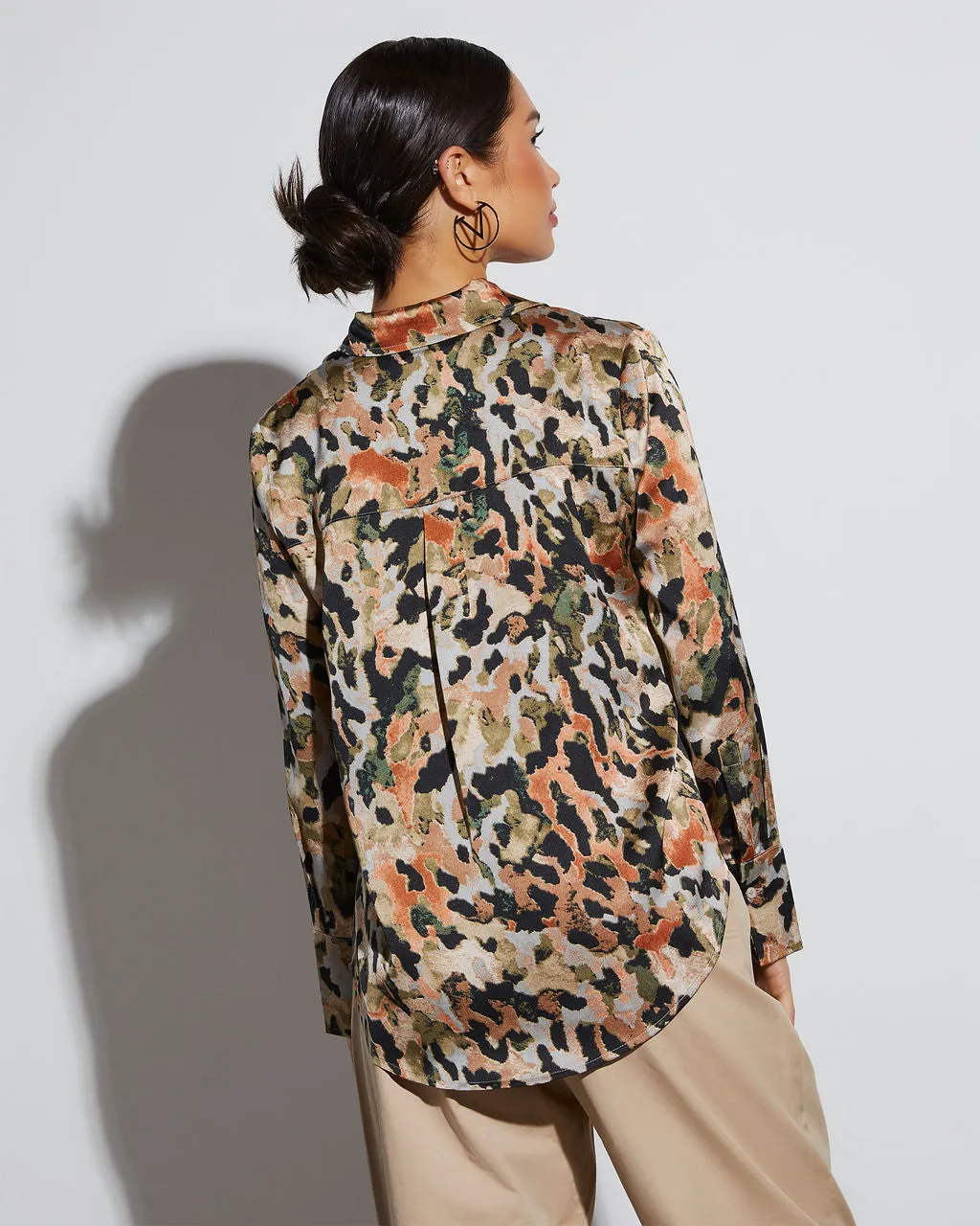 Gianna Satin Printed Button Down Top sold by Vici product image thumbnail 4