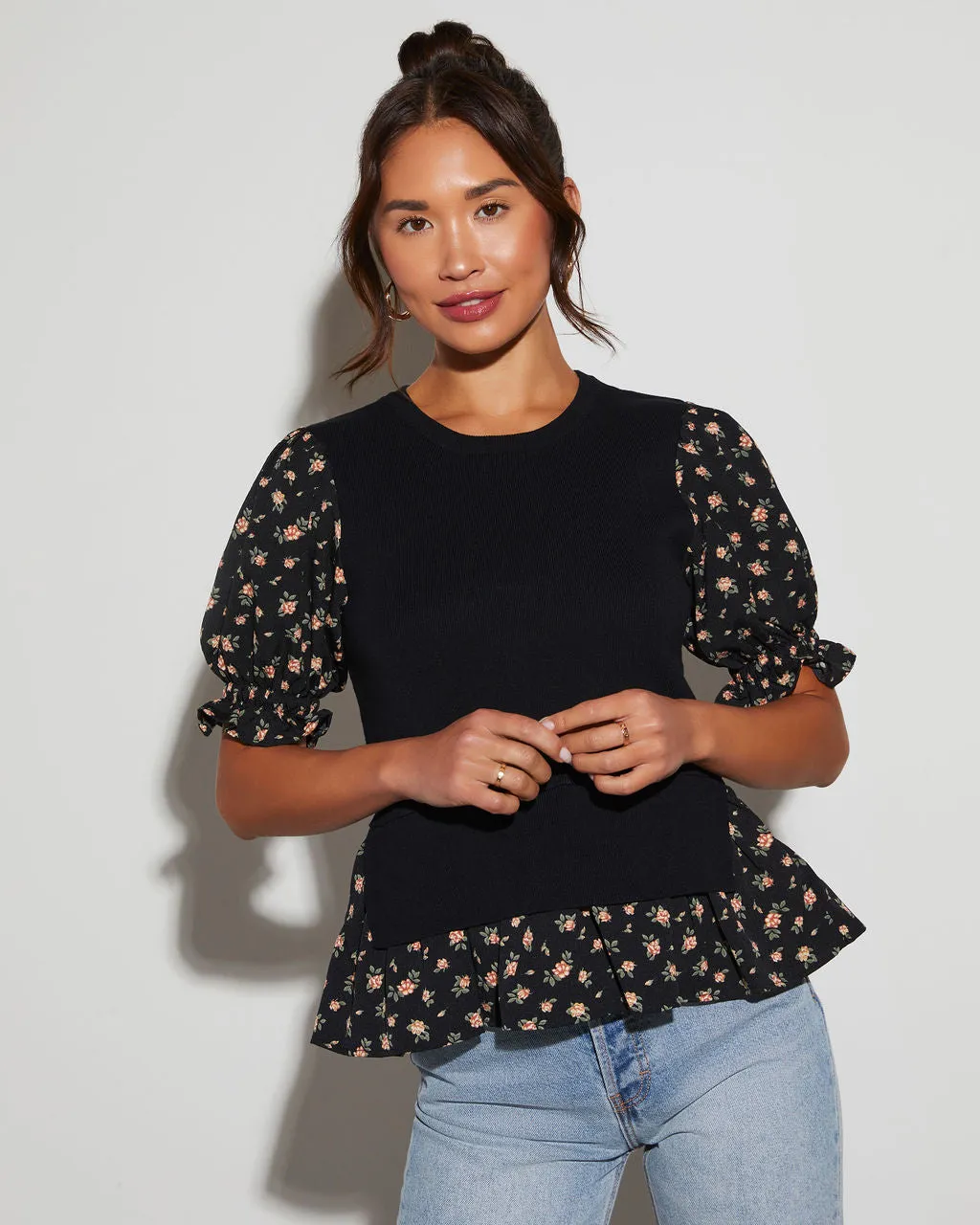 Estrella Balloon Short Sleeve Blouse sold by Vici