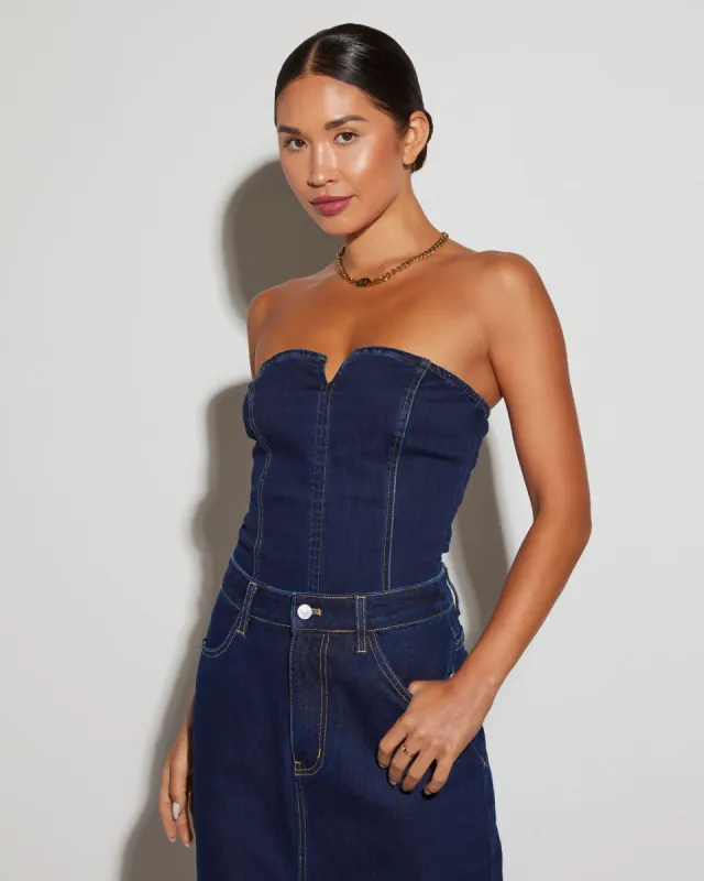 Erica Sleeveless Denim Top sold by Vici