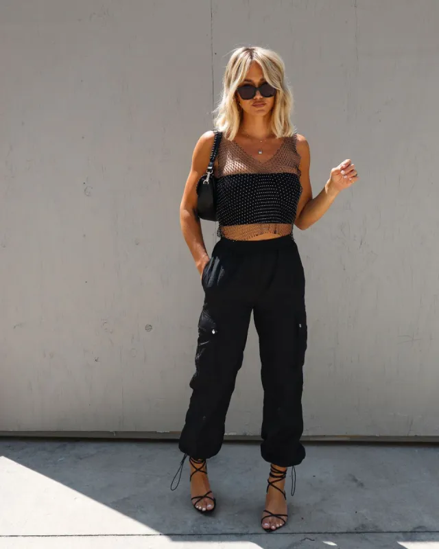 Rockstar Rhinestone Embellished Top - Black - FINAL SALE sold by Vici