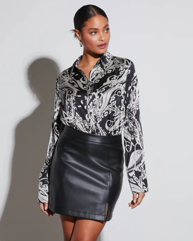 Cairo Printed Button Down Blouse sold by Vici