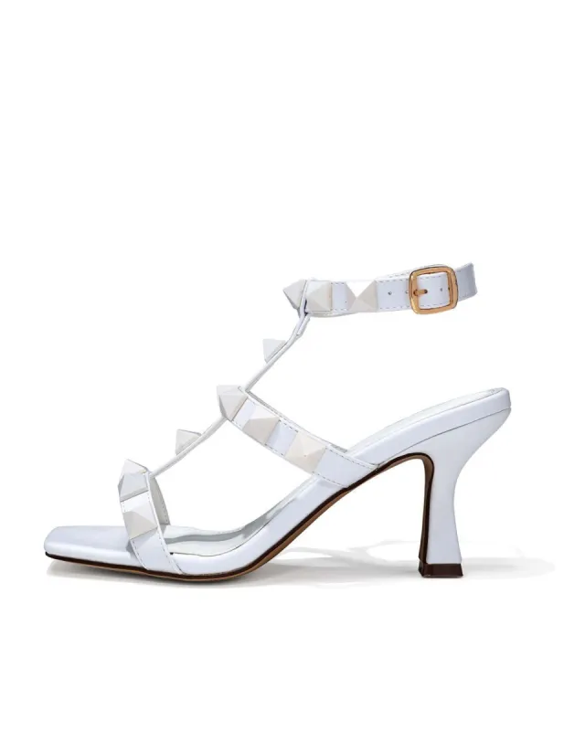 Kiley Studded Square Toe Kitten Heel - White - FINAL SALE made by Vici