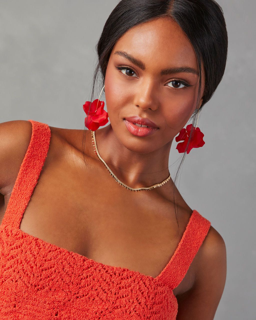 Air Bloom Floral Drop Earrings - Red - SALE sold by Vici product image thumbnail 3