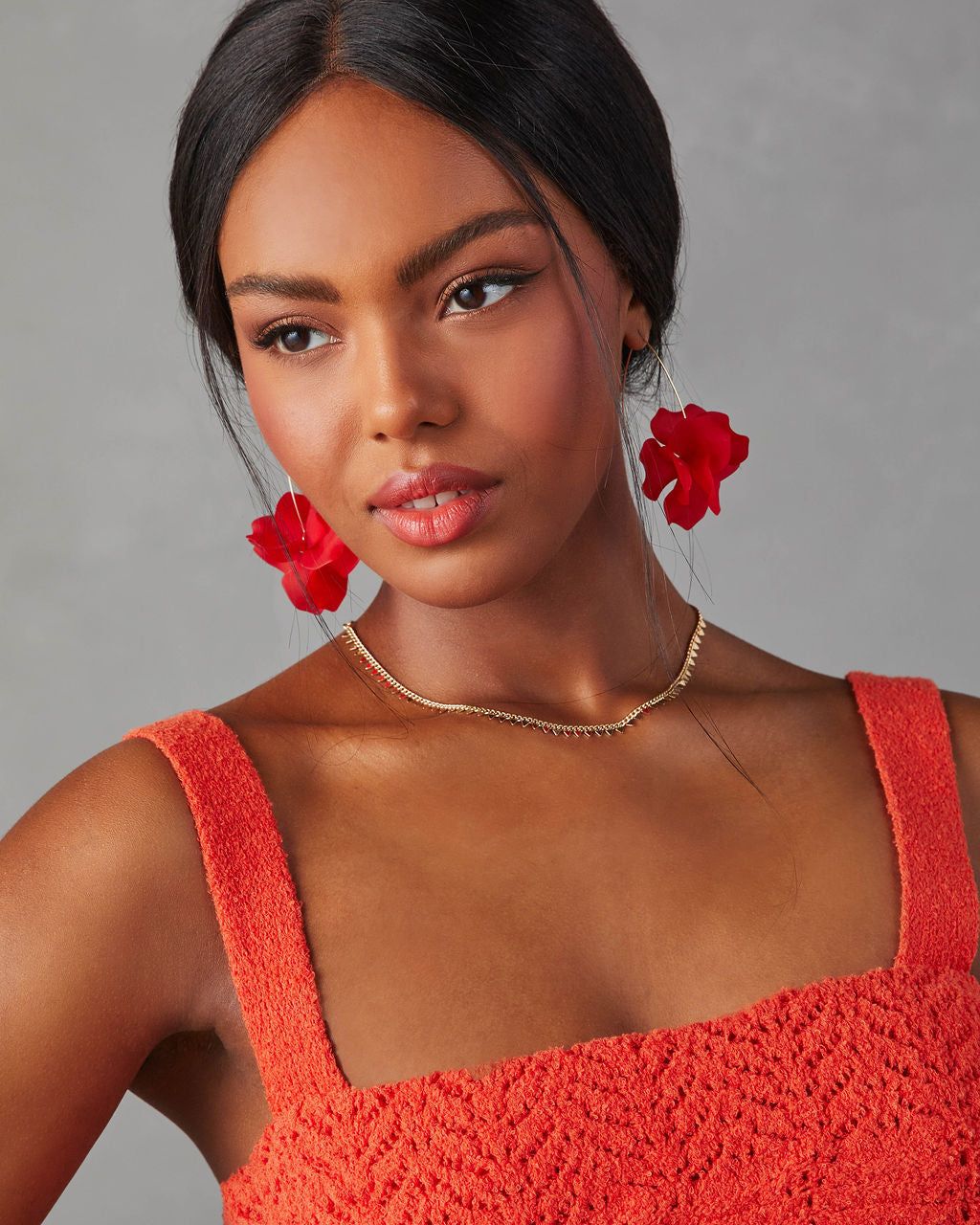 Air Bloom Floral Drop Earrings - Red - SALE sold by Vici product image thumbnail 4