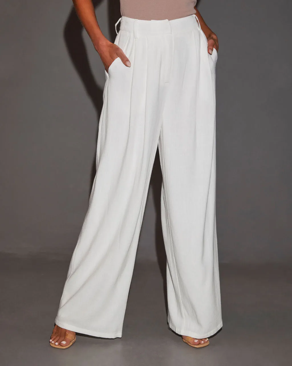 Mallorie Linen Blend Wide Leg Pleated Trouser sold by Vici product image thumbnail 2