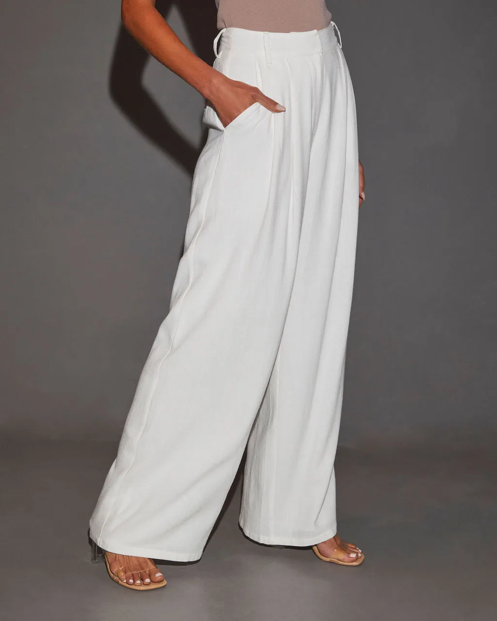 Mallorie Linen Blend Wide Leg Pleated Trouser sold by Vici product image thumbnail 3