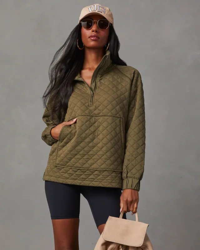 Zella Quited Half Zip Pullover Sweater sold by Vici