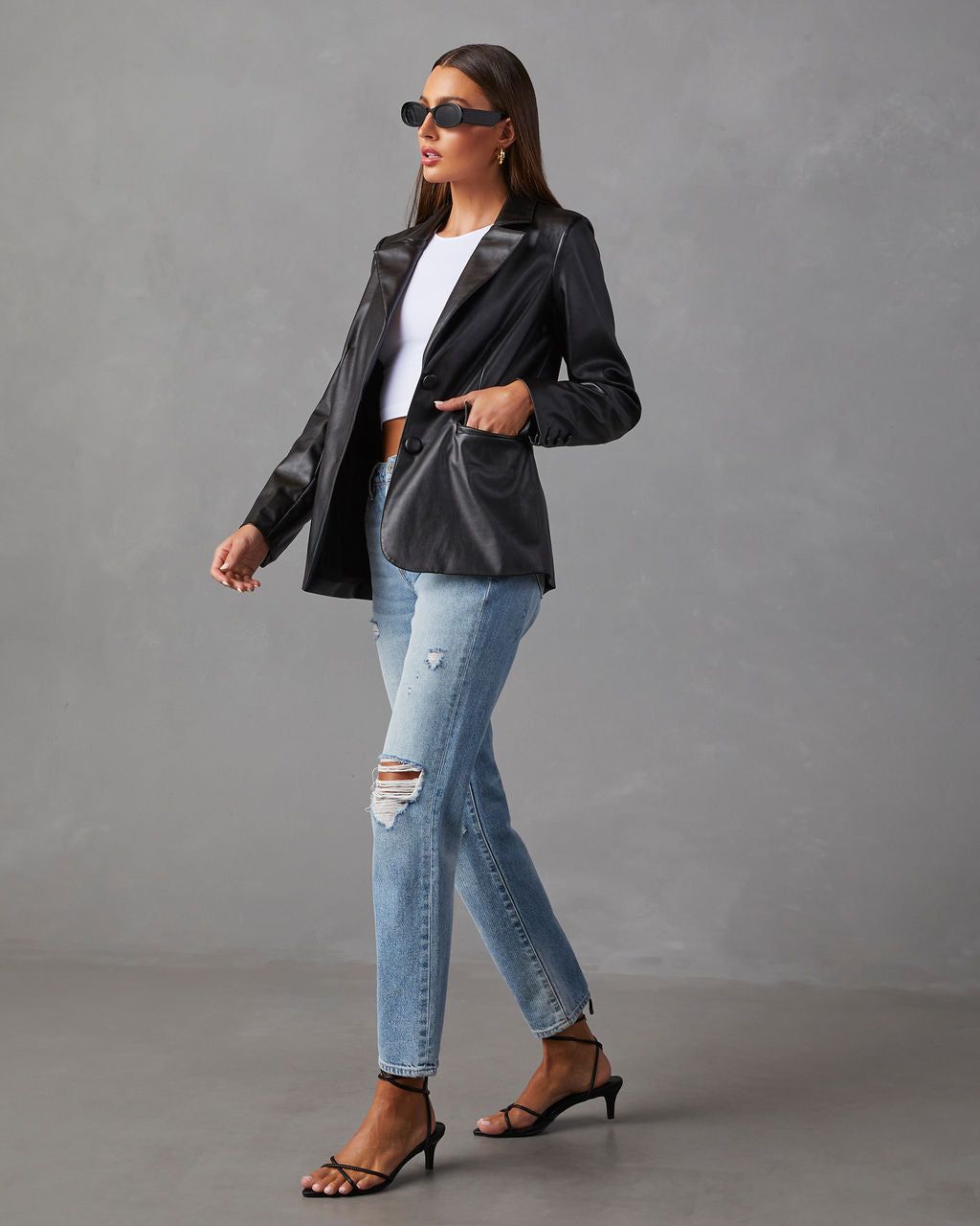 Bedford Faux Leather Blazer - Black sold by Vici product image thumbnail 3