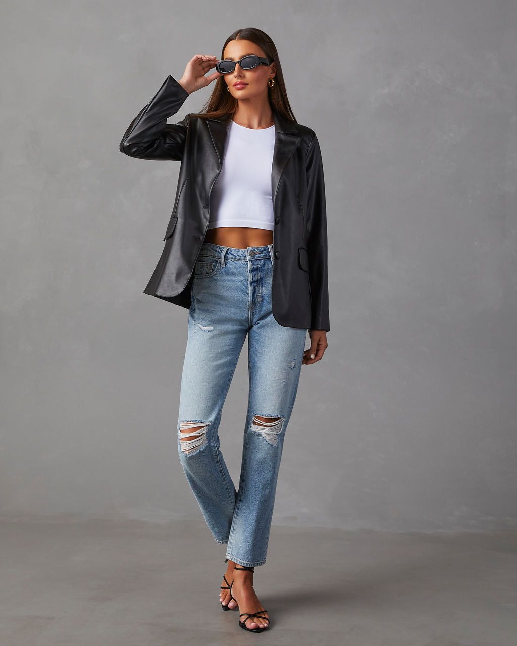 Bedford Faux Leather Blazer - Black sold by Vici product image thumbnail 2