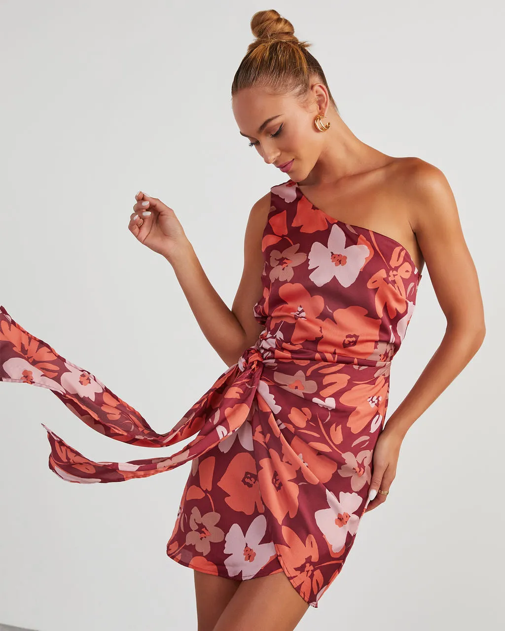Maude Floral One Shoulder Mini Dress sold by Vici product image thumbnail 5