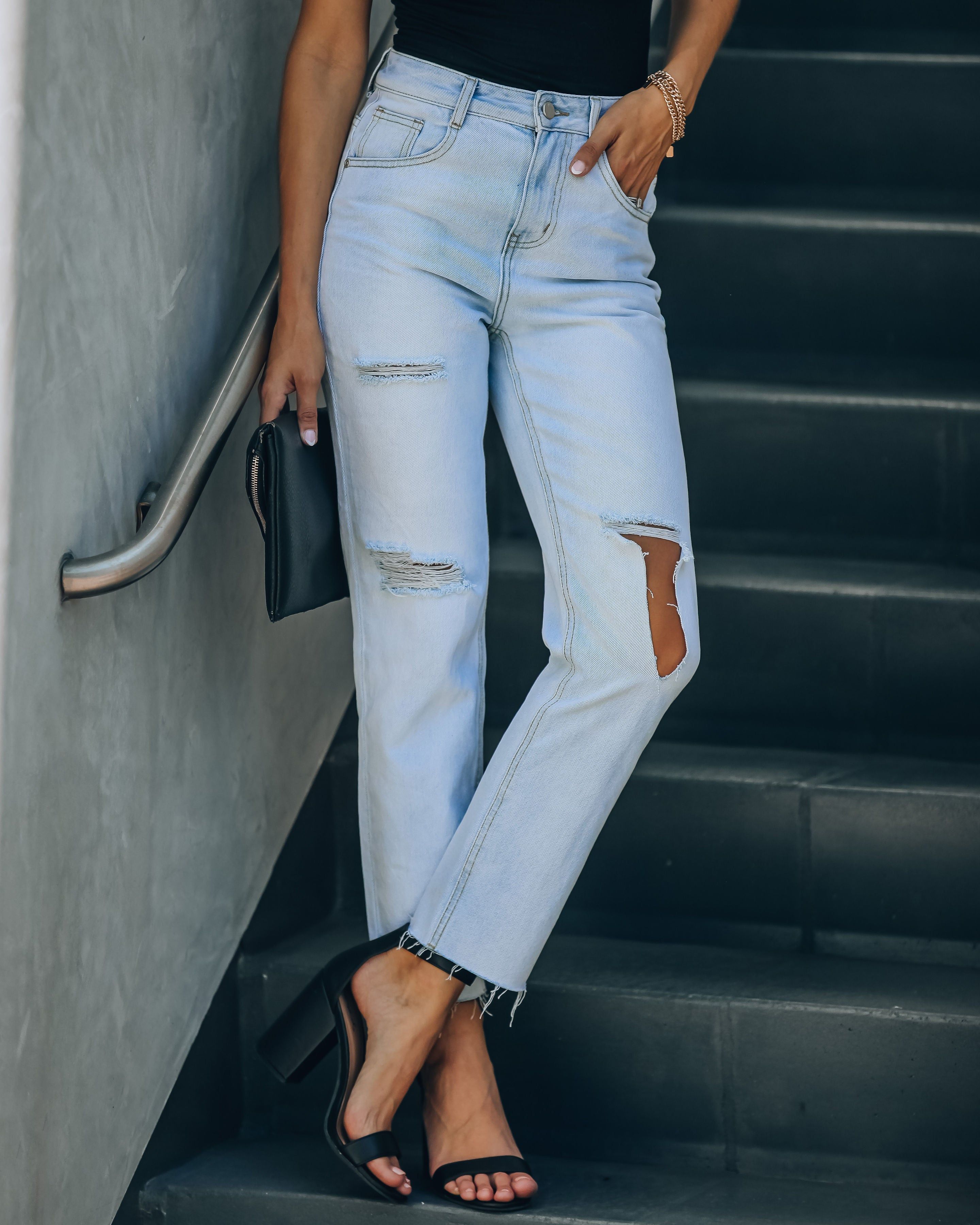 Mila High Rise Distressed Denim sold by Vici product image thumbnail 3