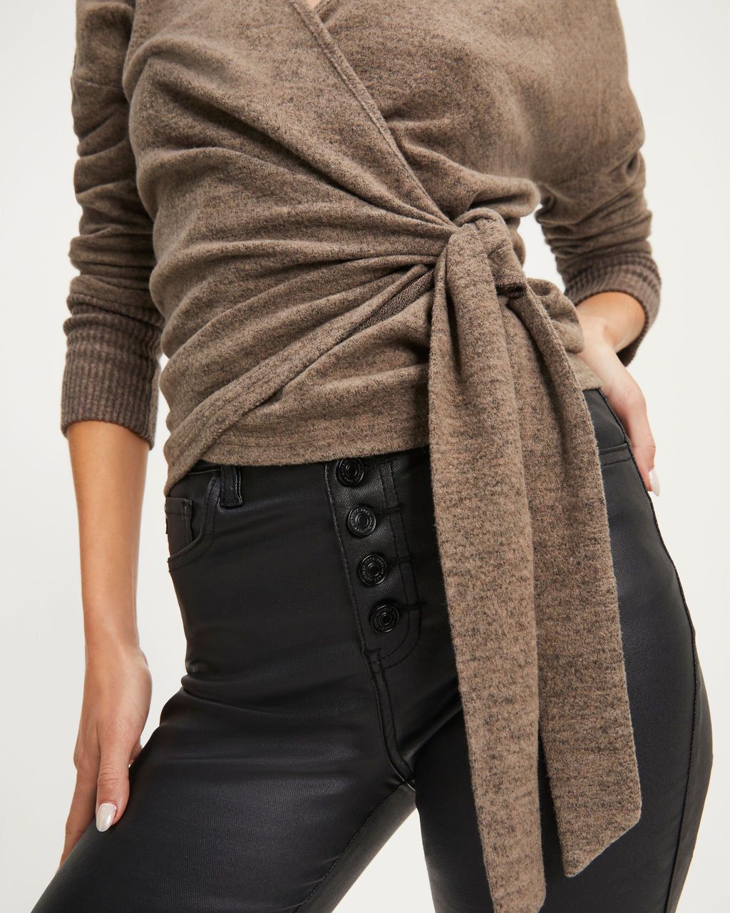 Baby It's Cold Knit Wrap Long Sleeve Top sold by Vici product image thumbnail 2