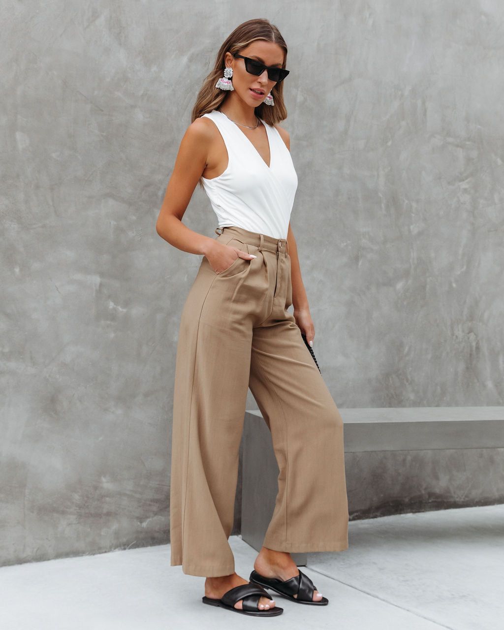 Gabby Drape V-Neck Bodysuit - Ivory - FINAL SALE sold by Vici