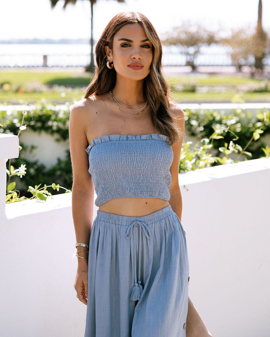 Aleah Smocked Crop Top sold by Vici