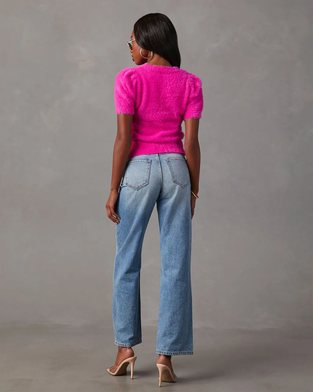 Emanuelle Fuzzy Short Sleeve Sweater Top sold by Vici product image thumbnail 4