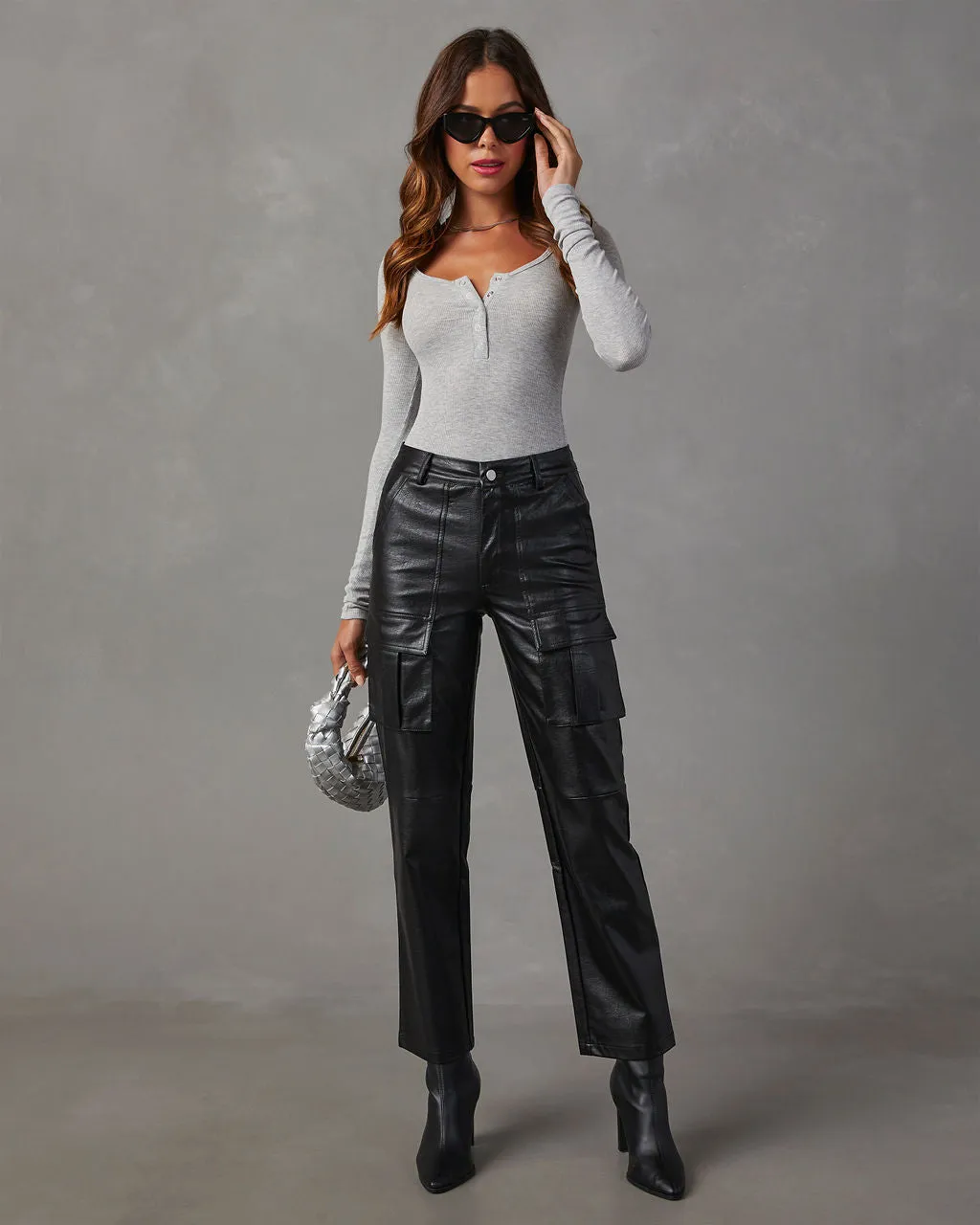 Milania Faux Leather Straight Cargo Pants sold by Vici product image thumbnail 3
