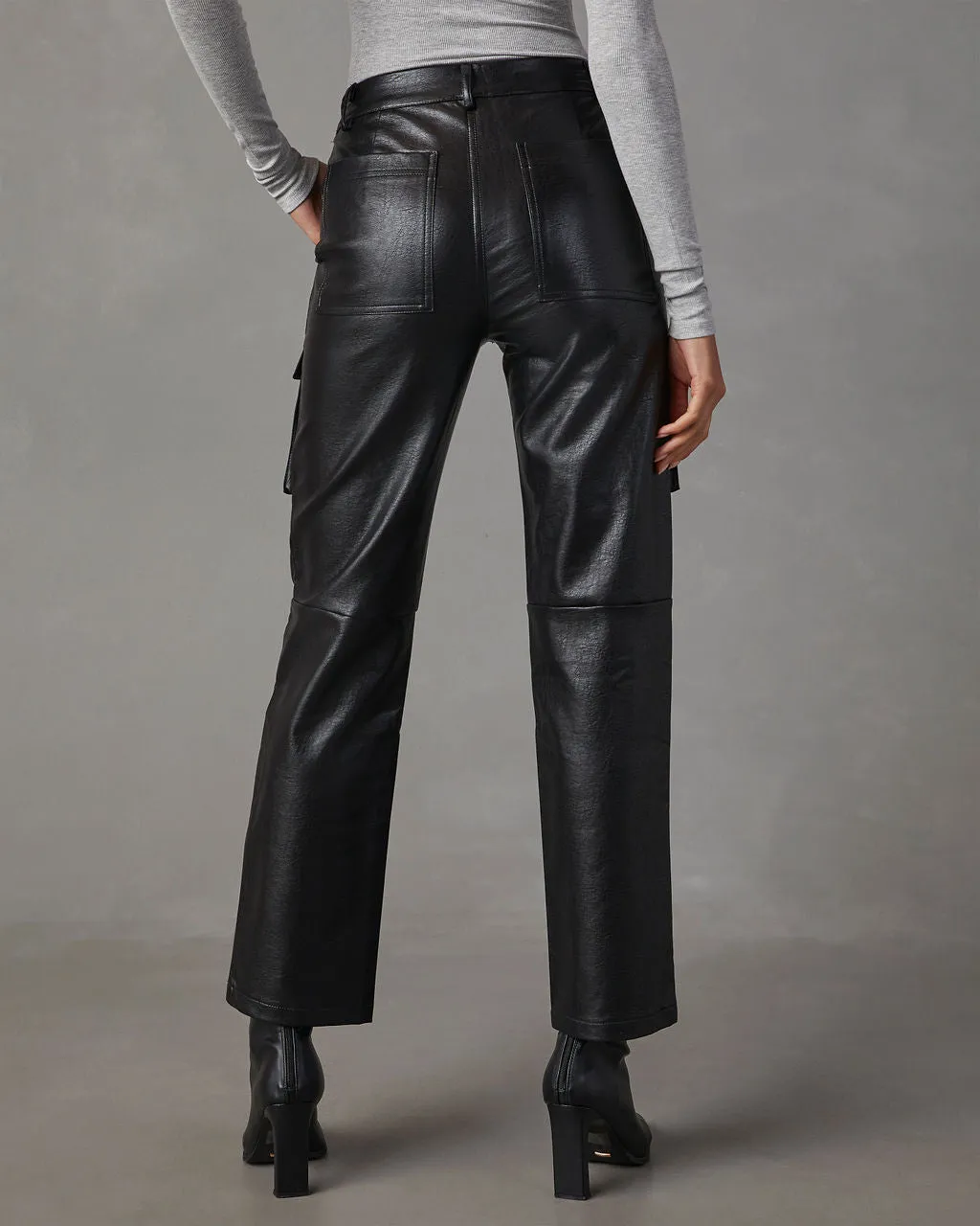 Milania Faux Leather Straight Cargo Pants sold by Vici product image thumbnail 4