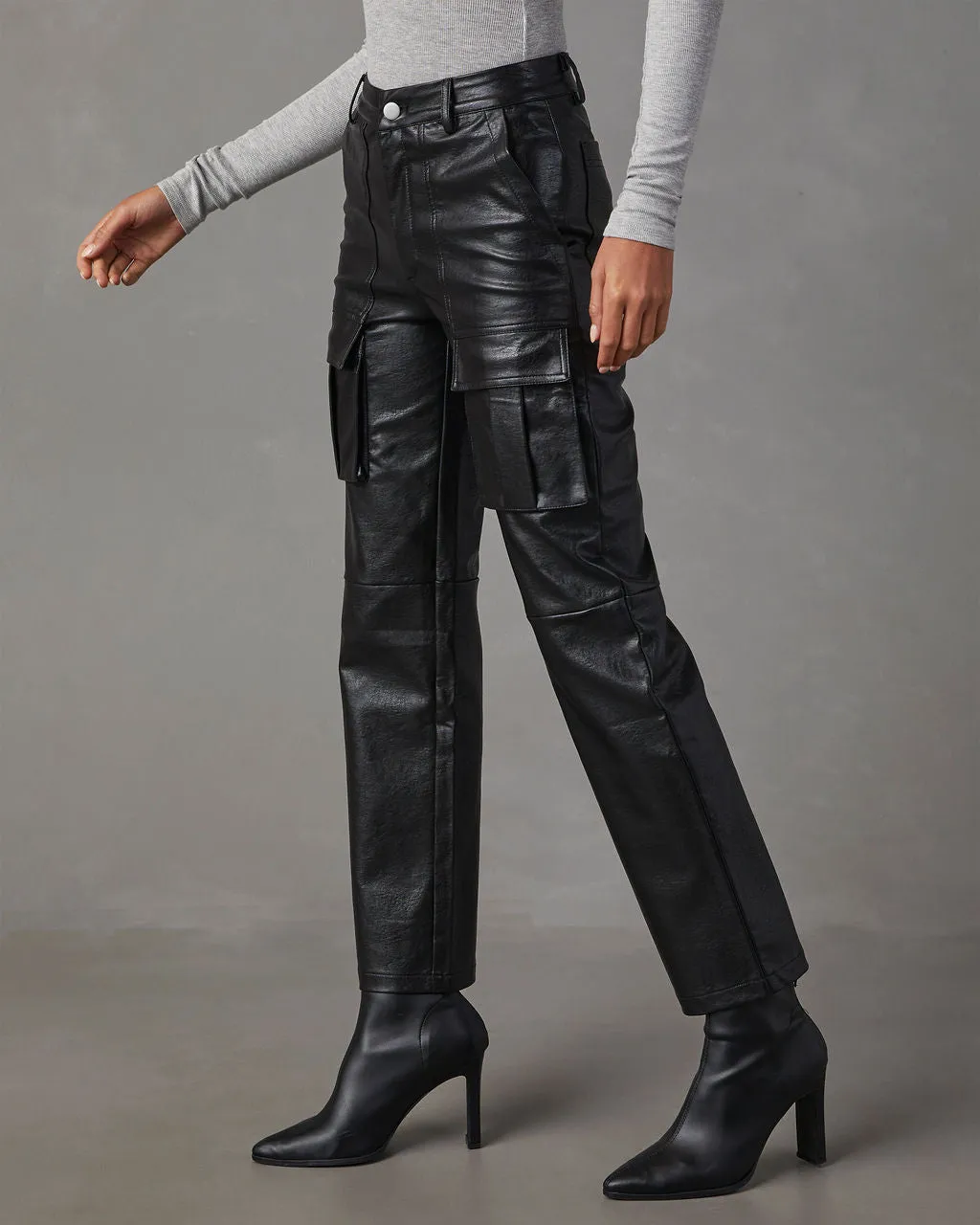 Milania Faux Leather Straight Cargo Pants sold by Vici product image thumbnail 2
