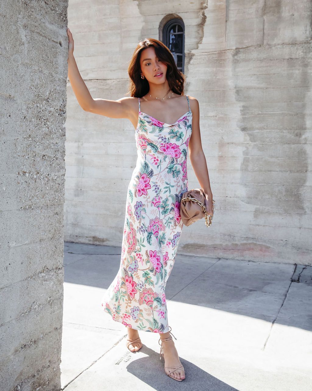 Luciana Floral Cowl Neck Midi Dress - FINAL SALE sold by Vici