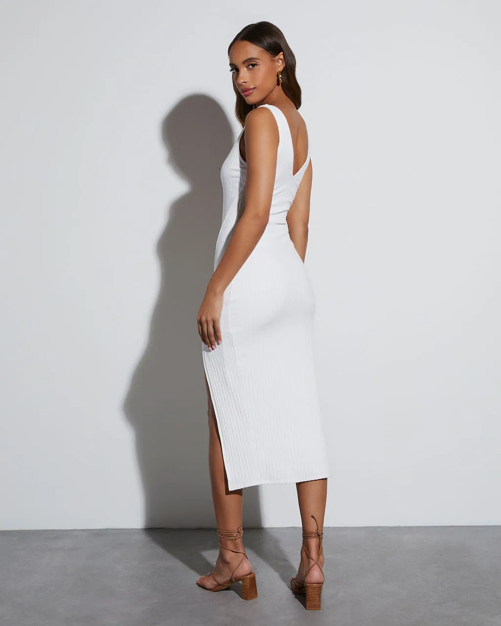 Kenny Ribbed Front Slit Midi Dress sold by Vici product image thumbnail 4