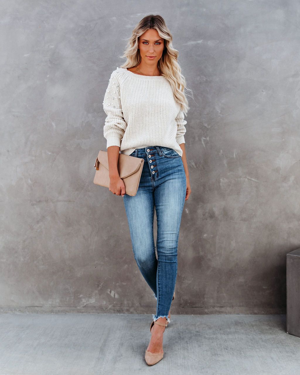 Pearls And Diamonds Embellished Knit Sweater - FINAL SALE sold by Vici product image thumbnail 3