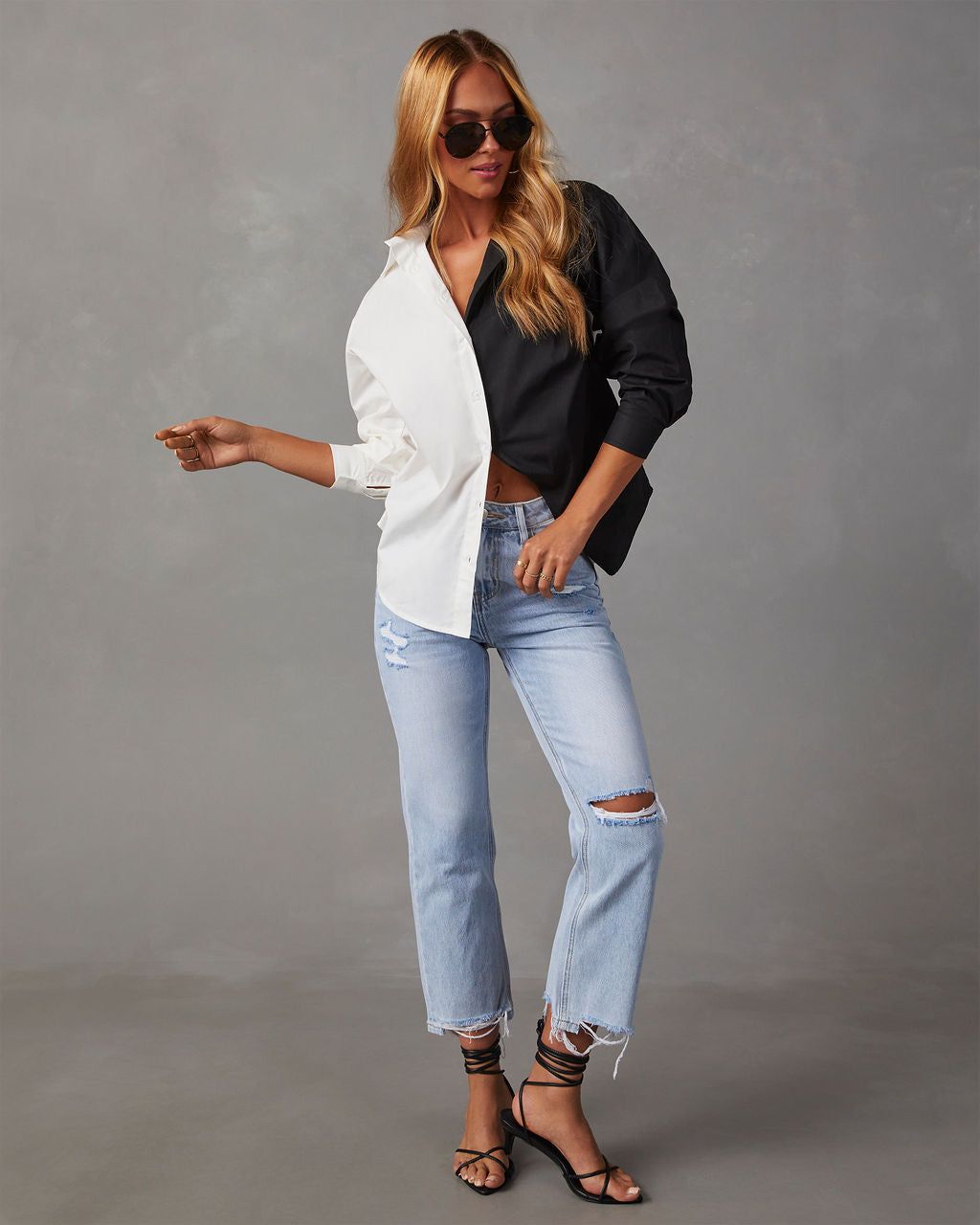 Gazette Colorblock Button Down Top sold by Vici product image thumbnail 5