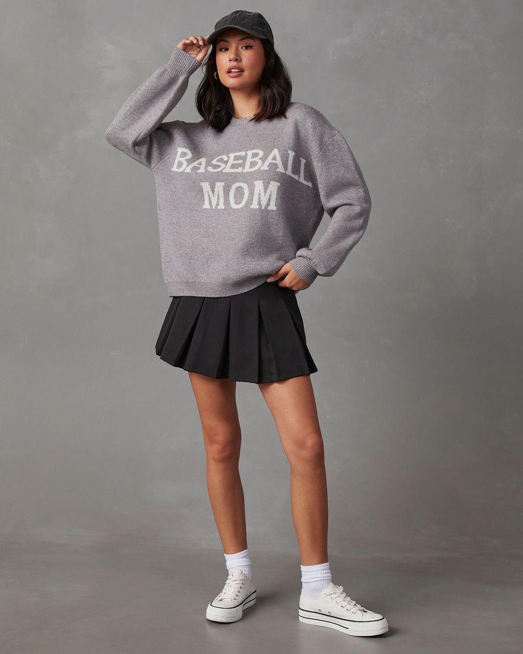 Baseball Mom Knit Pullover Sweater - Grey sold by Vici product image thumbnail 6