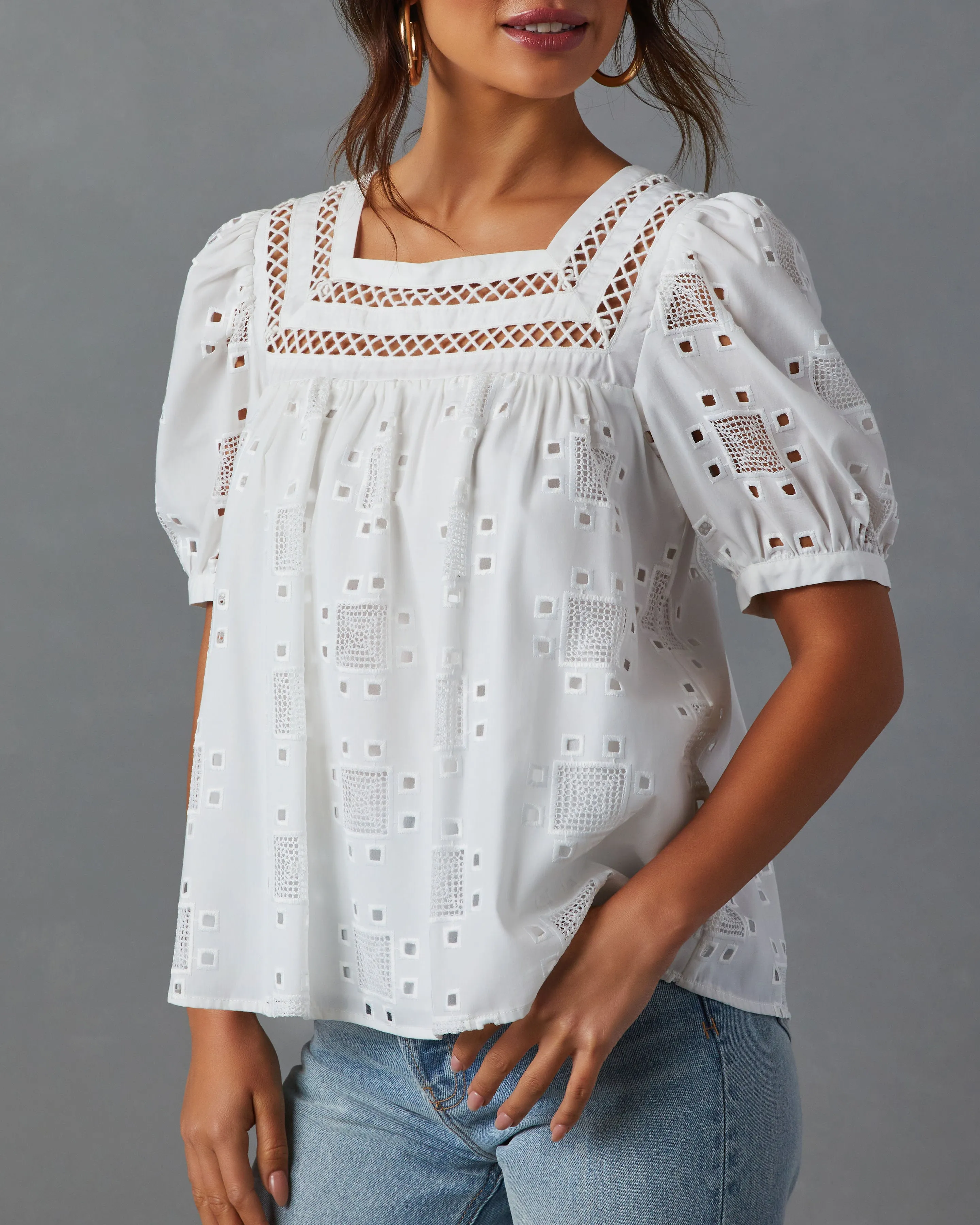 Patsy Square Neck Puff Sleeve Blouse sold by Vici product image thumbnail 3