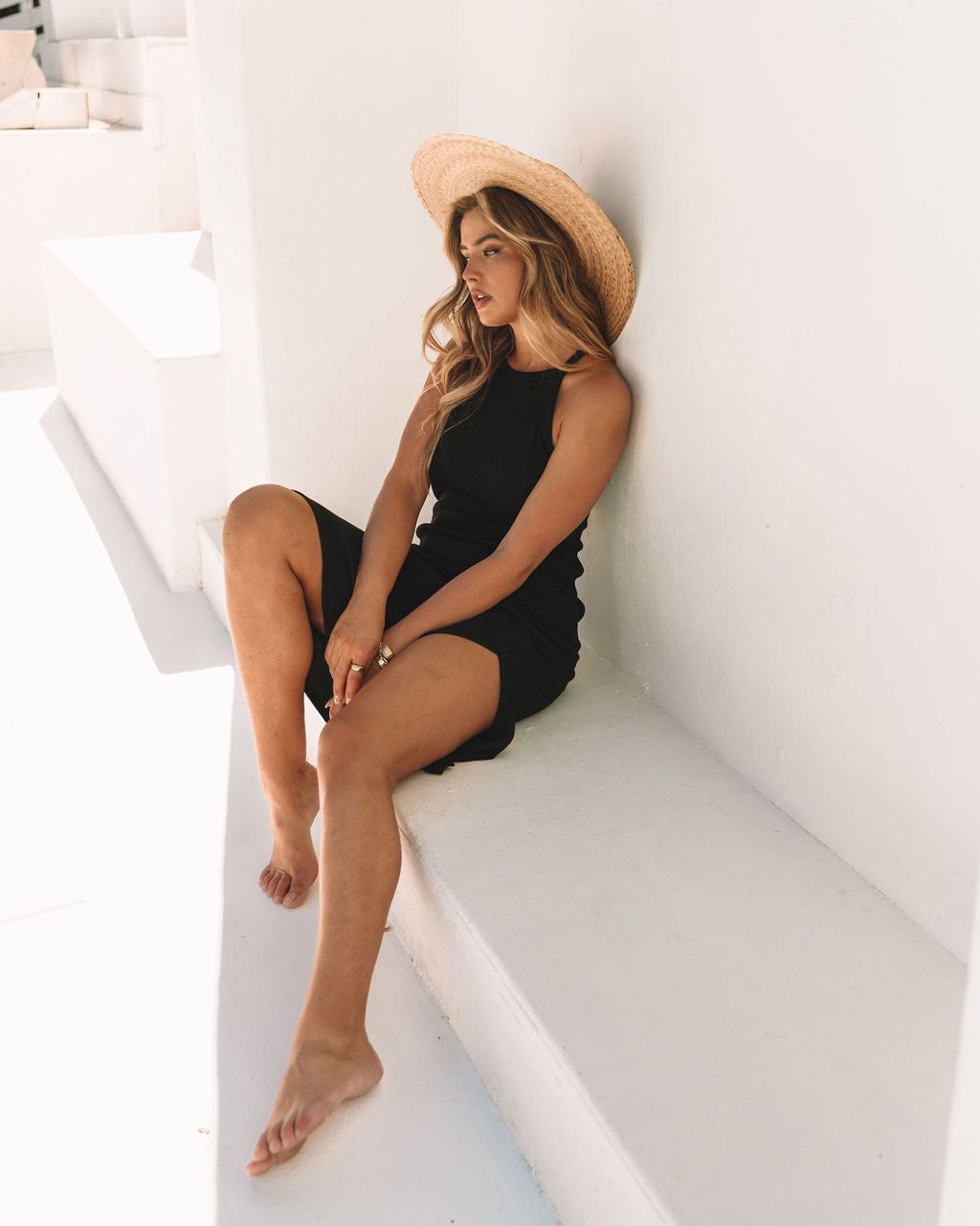 Cora Cotton Ribbed Knit Midi Dress - Black - SALE sold by Vici product image thumbnail 5