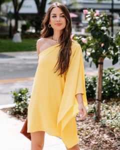 Side To Side One Shoulder Statement Dress - Yellow - FINAL SALE sold by Vici