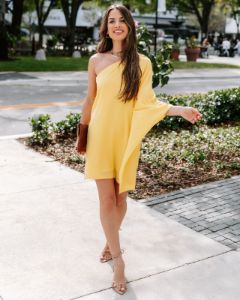 Side To Side One Shoulder Statement Dress - Yellow - FINAL SALE sold by Vici