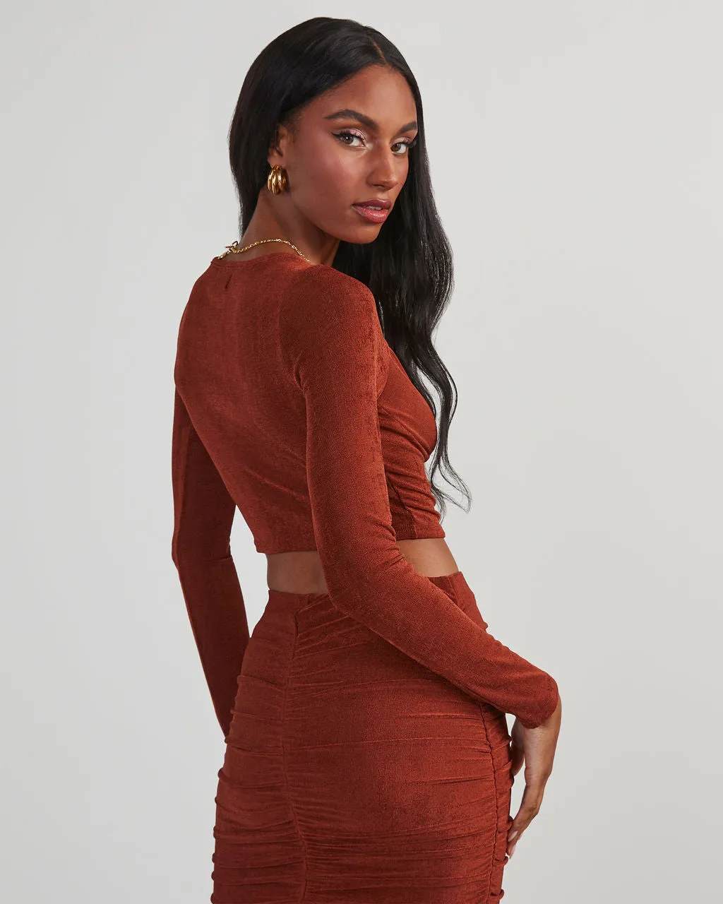 Weekend Vibes Slinky Long Sleeve Crop Top sold by Vici product image thumbnail 4