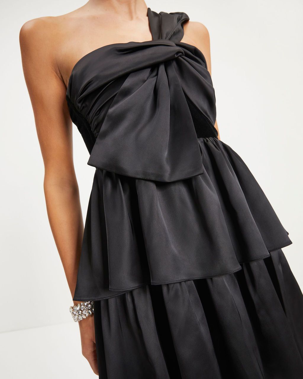 Such A Joy Satin Velvet One Shoulder Tiered Mini Dress sold by Vici product image thumbnail 3
