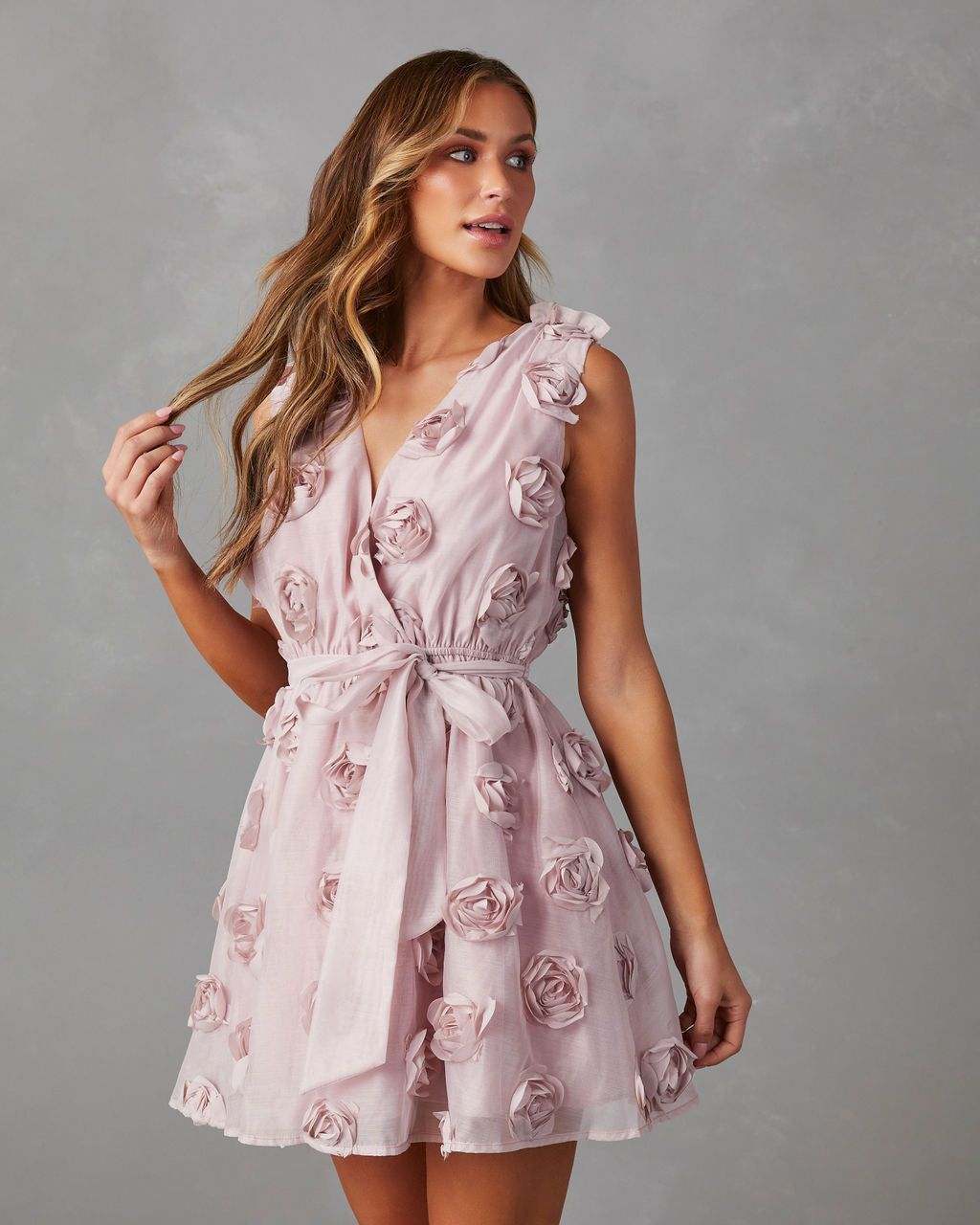 Akia Floral Embellished Mini Dress - Mauve - FINAL SALE sold by Vici product image thumbnail 7