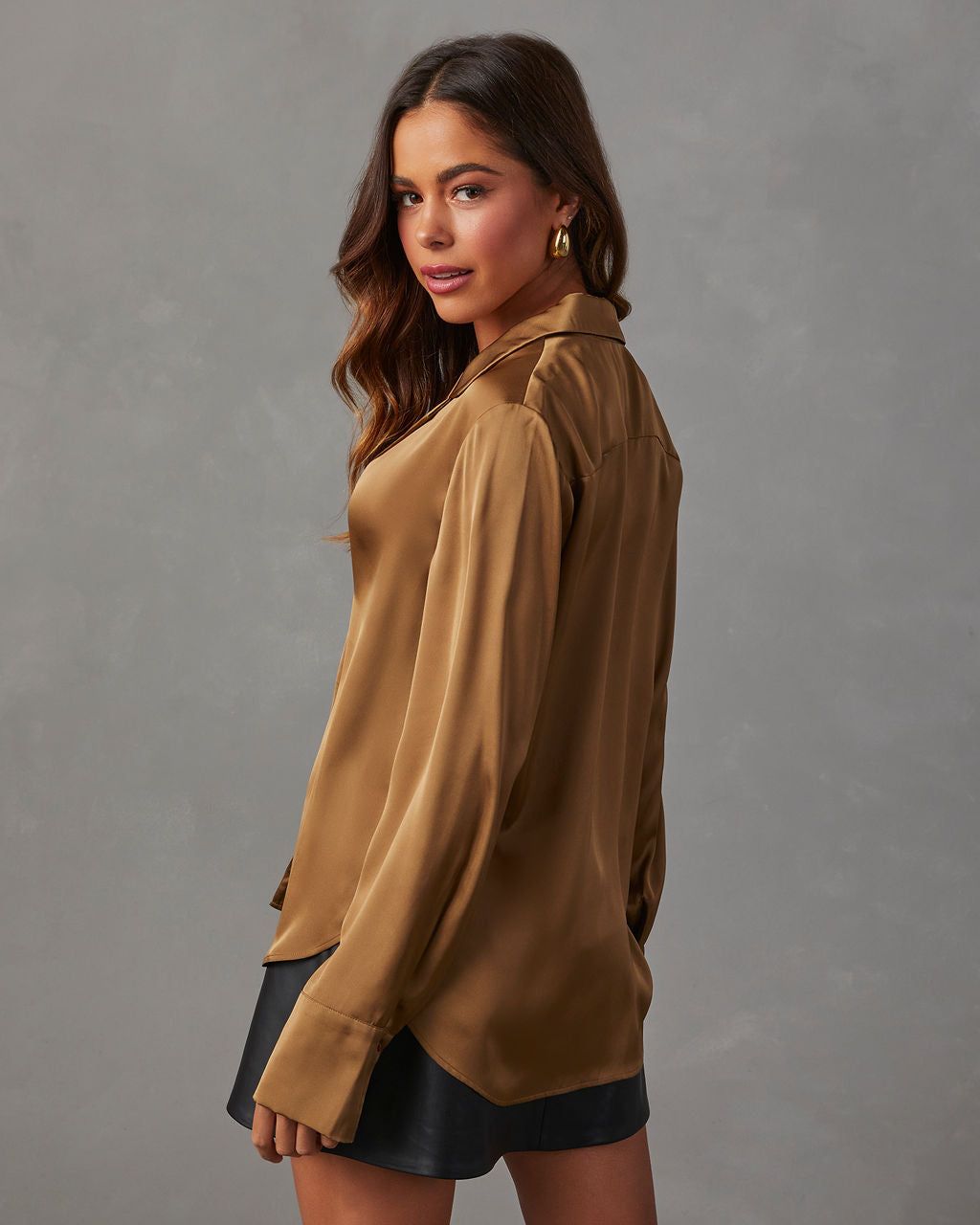Ellery Satin Button Down Top - Bronze sold by Vici product image thumbnail 4