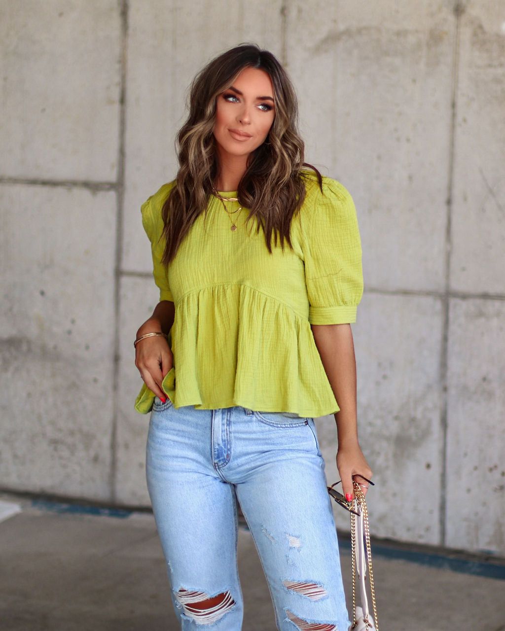 Finnegan Cotton Babydoll Top sold by Vici