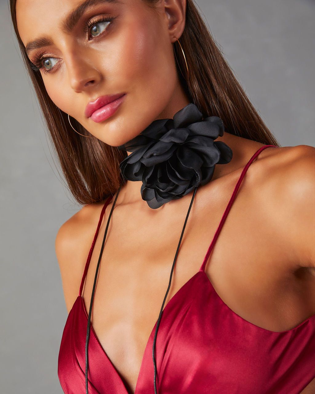 The Chosen Flower Large Tie Choker Necklace - Black - FINAL SALE sold by Vici product image thumbnail 4