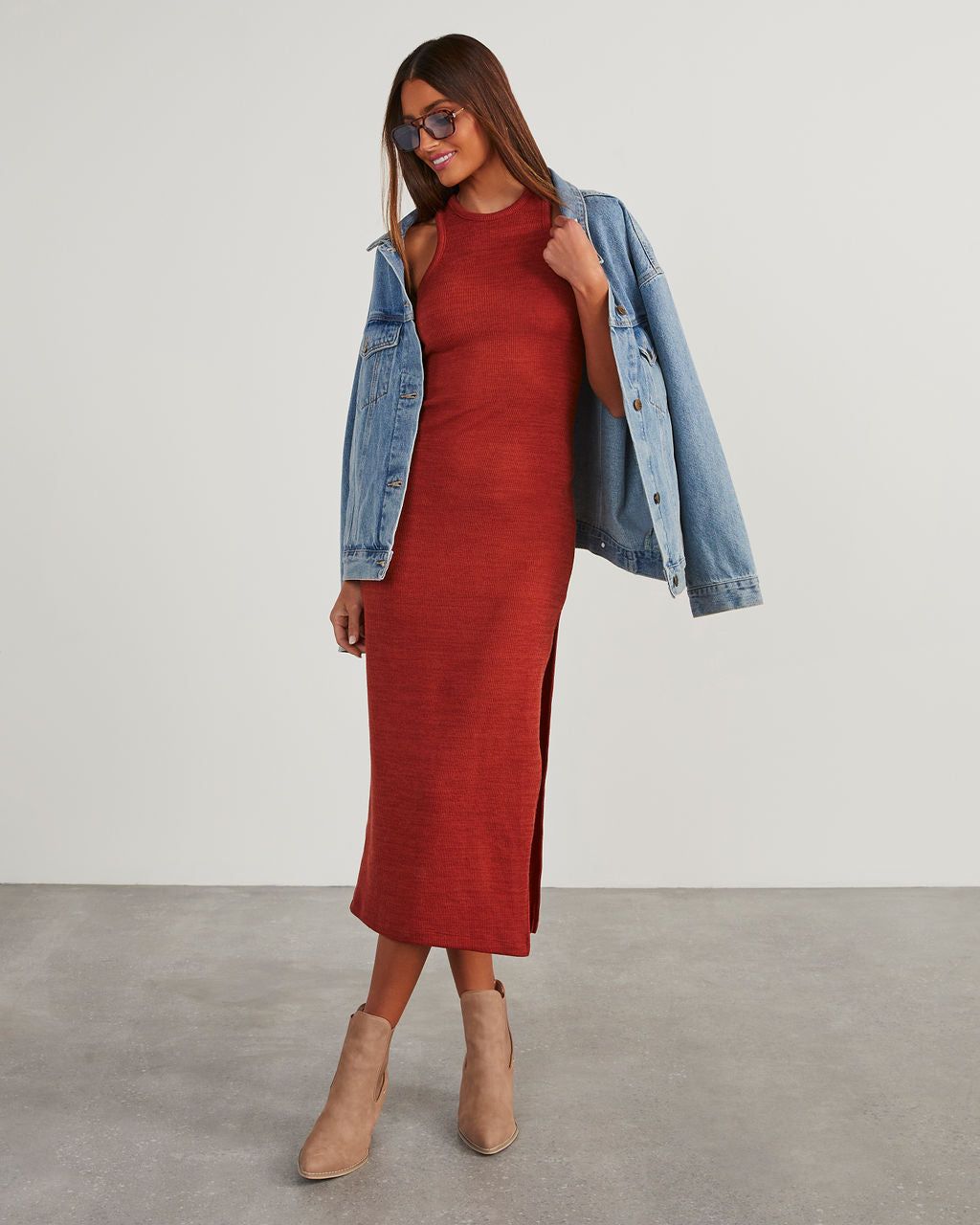 Symphony Ribbed Knit Midi Dress sold by Vici